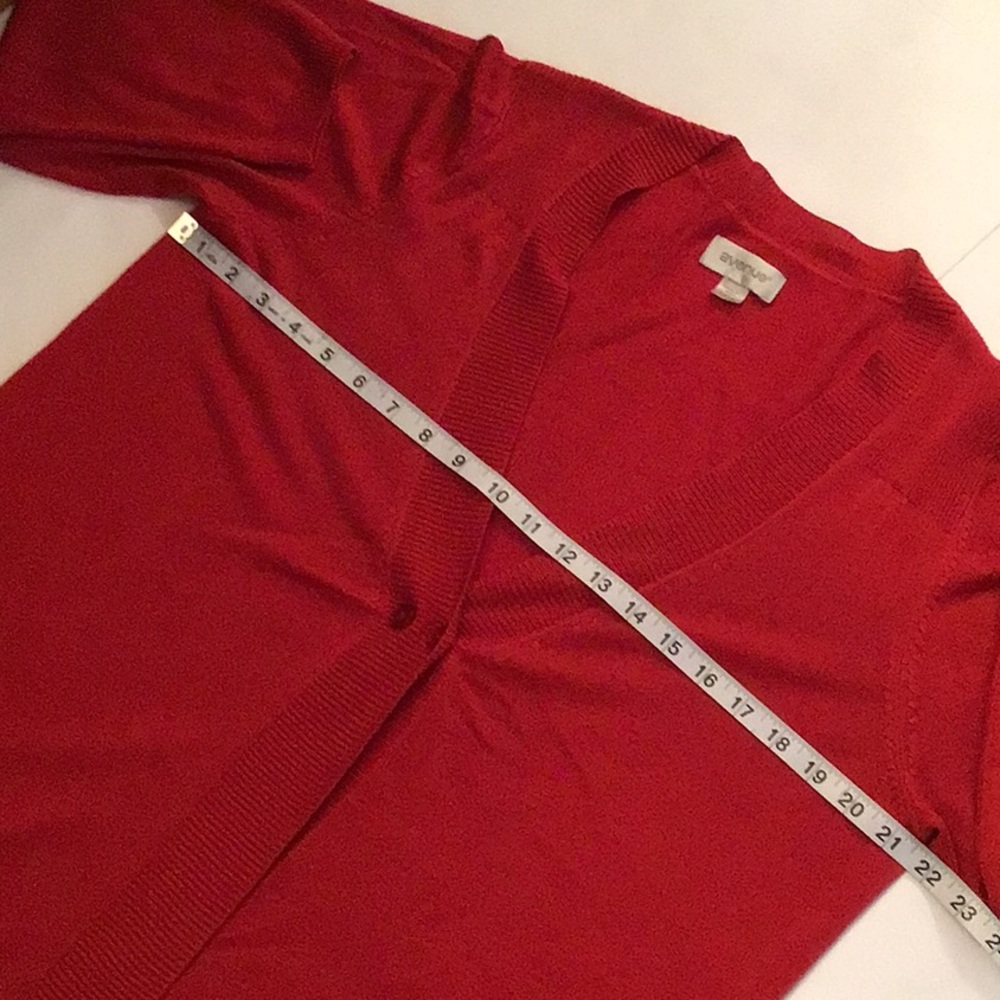 AVENUE RED CARDIGAN LONG SLEEVES SWEATER TOP SZ 14/16 - Picture 8 of 10